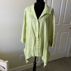 Dorman Linen Oversized Shirt Jacket Sharkbite Hem Button Down Top XL